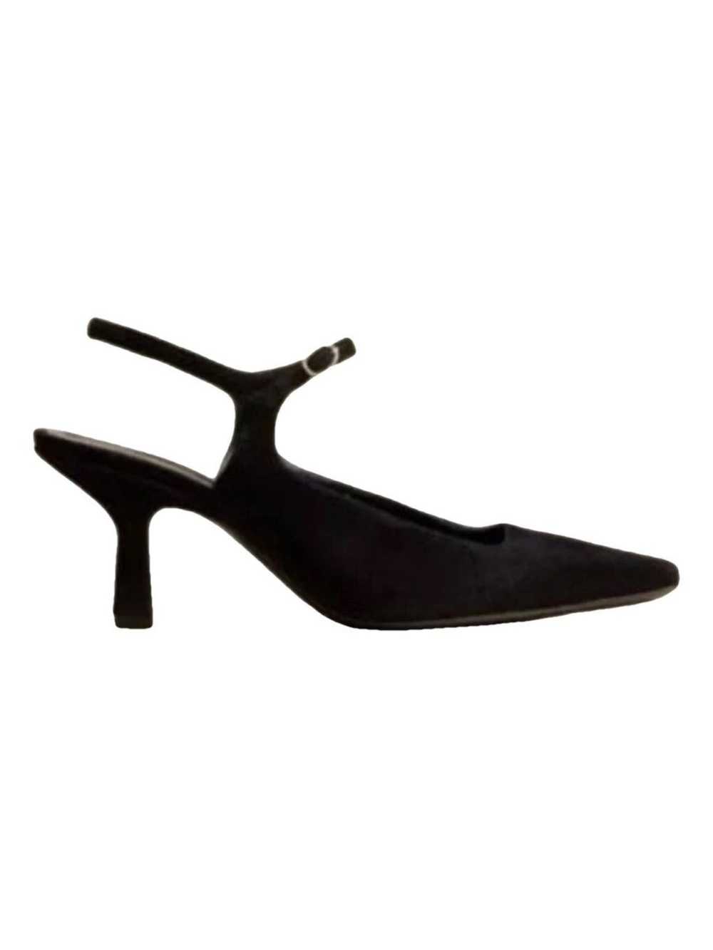 KHAITE Black Pointed-Toe Slingback Kitten Heel